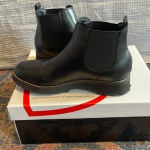 Black leather booties